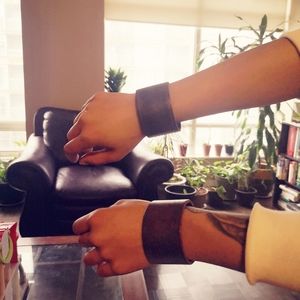 Brown Leather Wide Bracelets